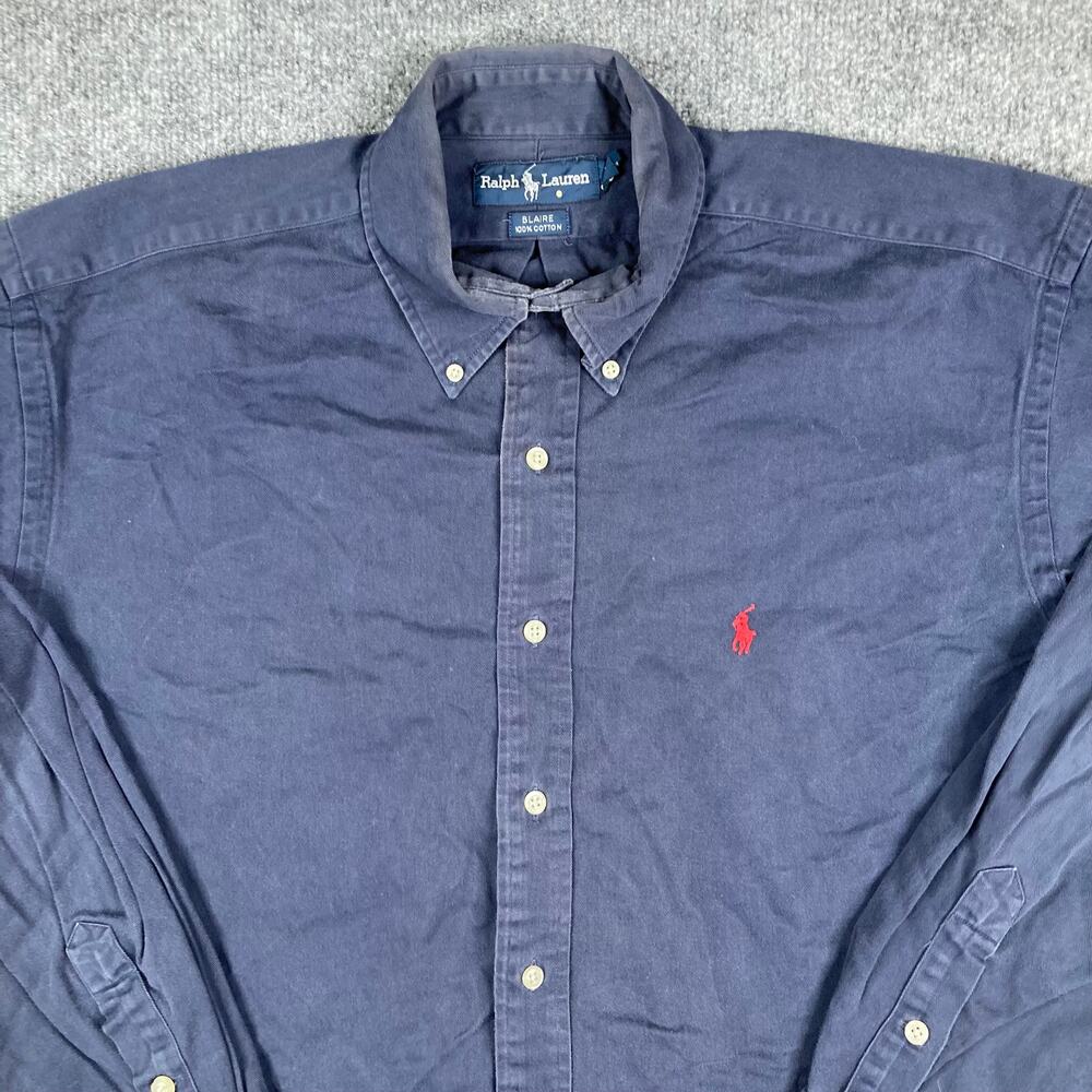 Ralph Lauren Shirt Mens Size XL Navy Blaire Cotton Button Down Long Sleeve Casua
